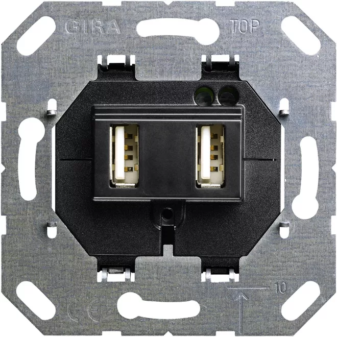 Gira USB-Spannungsvers. 2f Typ A/A Einsatz Schwarz 235900