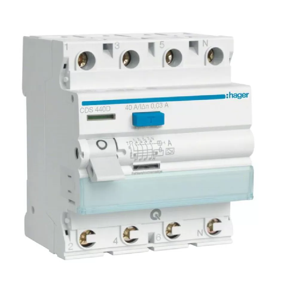 Hager FI-Schalter 4P 6kA 40A 30mA Typ A QC CDS440D