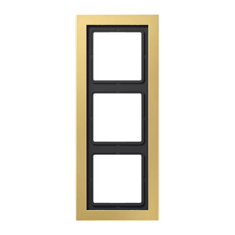 Jung Rahmen 3fach, senkrechte und waagerechte Montage, Messing, LS-DESIGN, Messing classic MED2983C