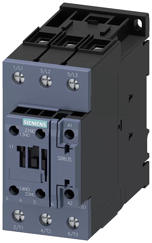 Siemens Schütz,AC-3e,50A/22kW/400V,3-polig,AC100V/50Hz,100-110V/60Hz,1S+1Ö,Schraubans... 3RT20361AG60