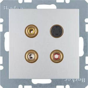 Berker 3 x Cinch/S-Video Steckdose B.7 alu 3315321404