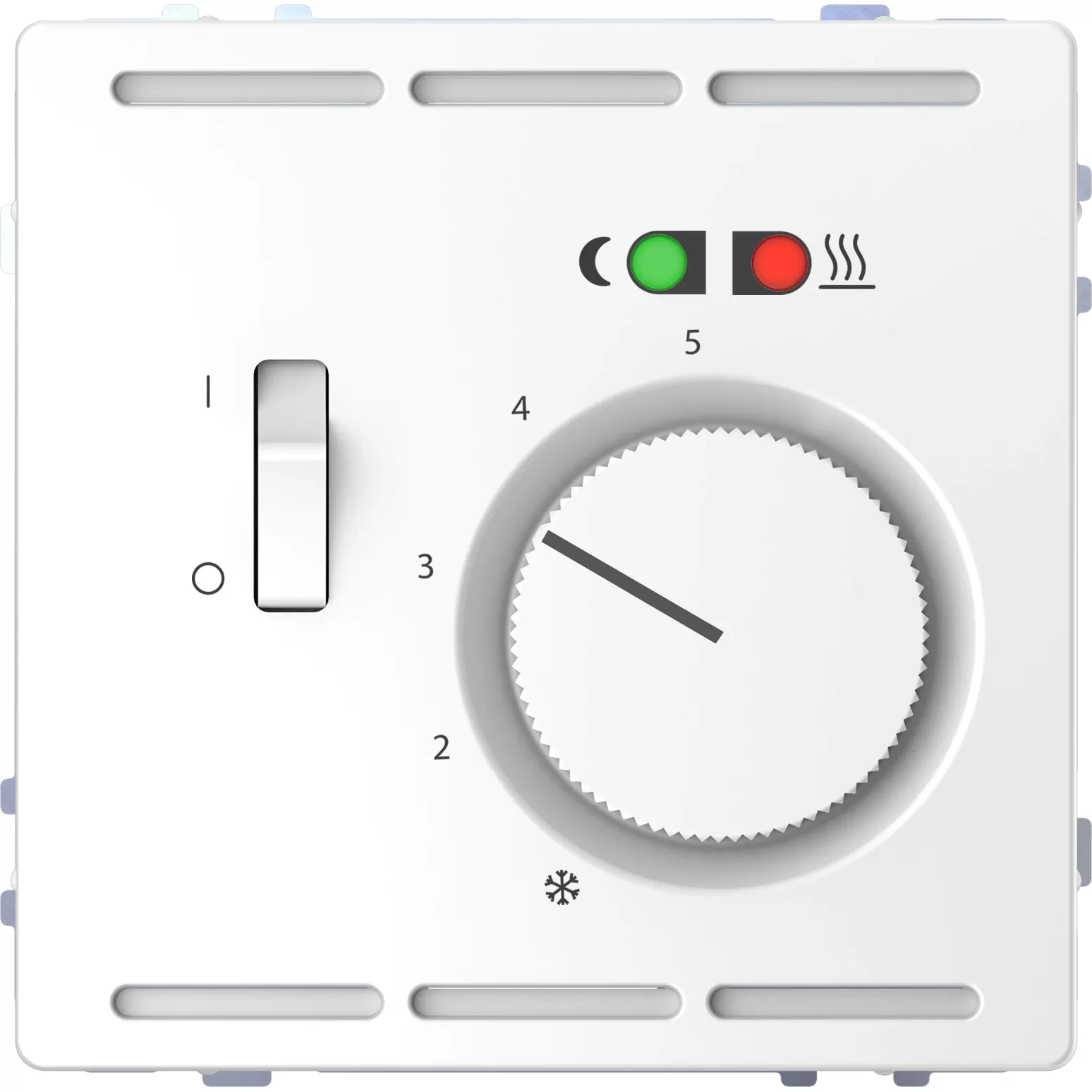 Merten Fußbodentemperaturregler 230V mit Schalter und Zentralplatte, Lotosweiß, System Design MEG5764-6035