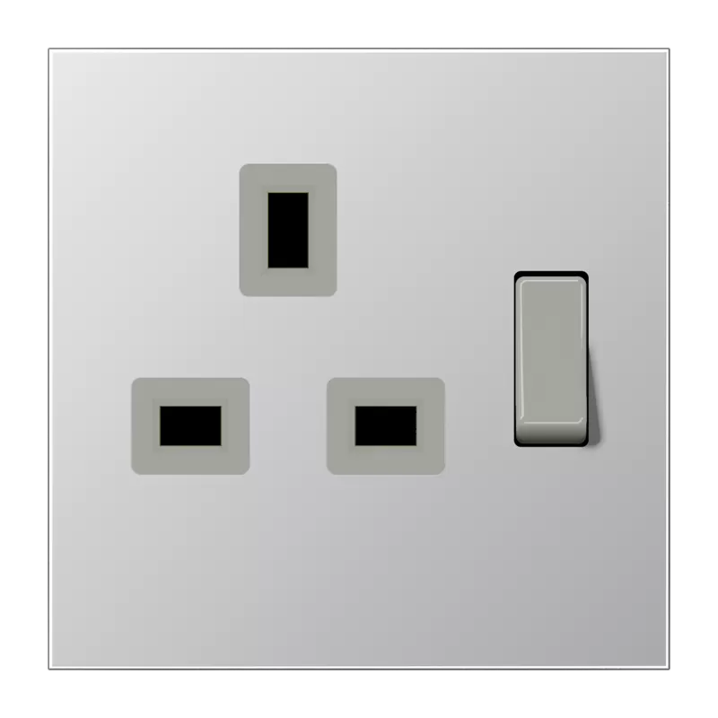 Jung Abschaltbare Steckdose British Standard, 13 A 250 V ~, Schraubklemmen BS 1363-1, 4 mm2, ohne Krallen, integrierter erhöhter Berührungsschutz, Serie LS AL3171