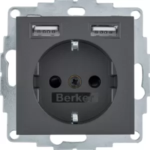 Berker Steckdose SCHUKO/USB, B.x, anthrazit mt. 48031606