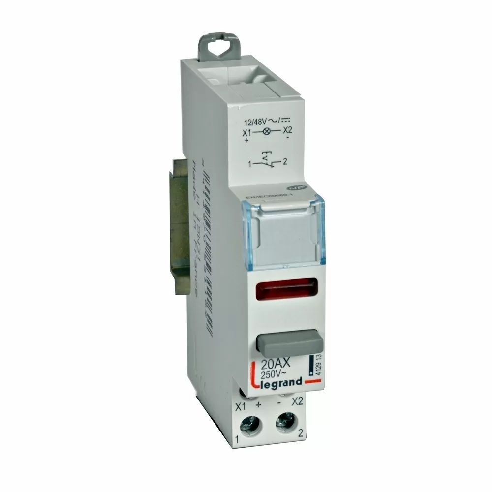 Legrand Druckschalter CX3 20A 1 Öffner+LED Rot 12/48VAC/DC,Gebrauchskategorie AC-12,1TE 412913