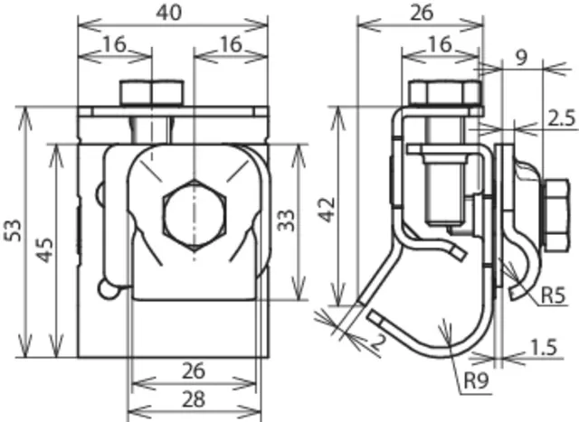 Dehn Zweimetall-Dachrinnenklemme Cu-St/tZn m. Doppelüberleger f. Rd 6-10mm 339167