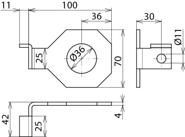 Dehn Anschlussbügel IF1 abgewinkelt Bohrdurchmesser d1 36 mm 923336