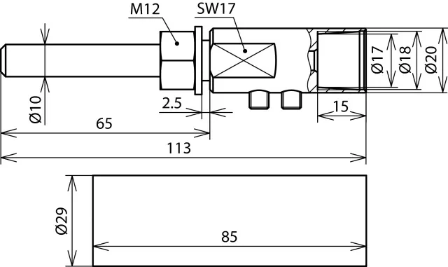 Dehn Anschlusselement M12 m. Mutter u. Schrumpfschlauch f. HVI-light 819299
