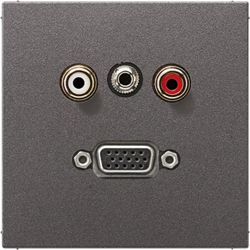 Jung Multimedia-Anschlusssystem Cinch Audio / Miniklinke 3,5 mm / VGA, Serie LS, anthrazit (lackiertes Aluminium) MAAL1072AN