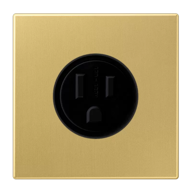 Jung Steckdose US-Norm NEMA, 15 A 125 V ~, Schraubklemmen, Messing, Serie LS, Messing classic ME2521-15C
