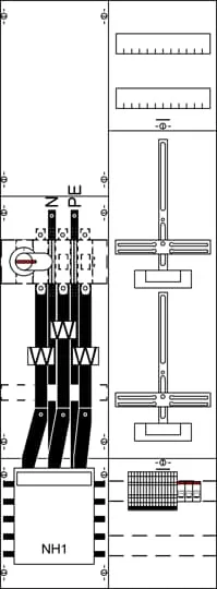 Striebel & John KA4209 Mess- und Wandlerfeld BH5 vorverdrahtet mit Zählerkreuz KA4209