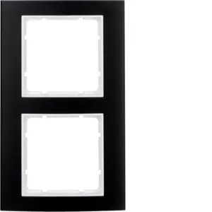 Berker Rahmen 2fach B.3 Alu,schwarz/polarweiß 10123025