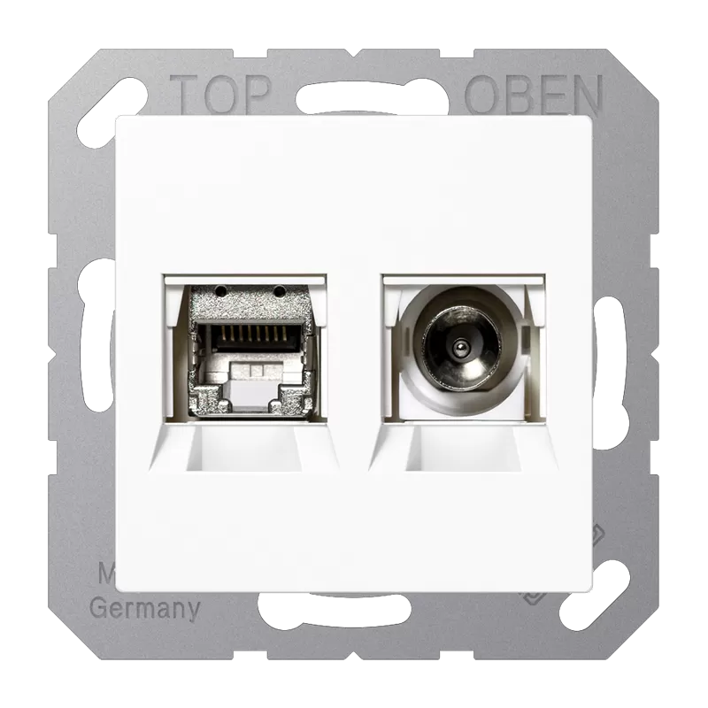 Jung Smart-TV-Anschlussdose, Thermoplast, Serie AS/A, alpinweiß MMDA4521WW