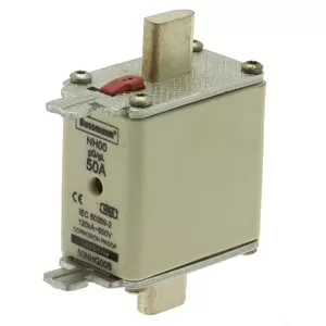 Eaton Sicherungseinsatz, Niederspannung, 50 A, AC 500 V, 120 kA, NH00, gL/gG, IEC, Doppelkennmelder, spannungsführende Grifflasche 50NHG00B