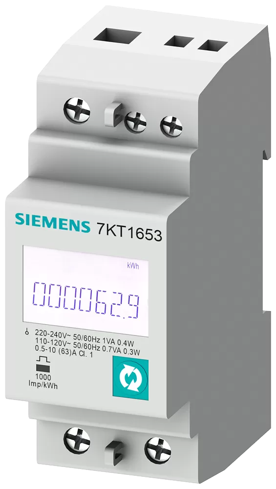 Siemens SENTRON Messgerät 7KT PAC1600, 1-phasig, 63 A, Hutschiene, M-Bus, MID 7KT1654