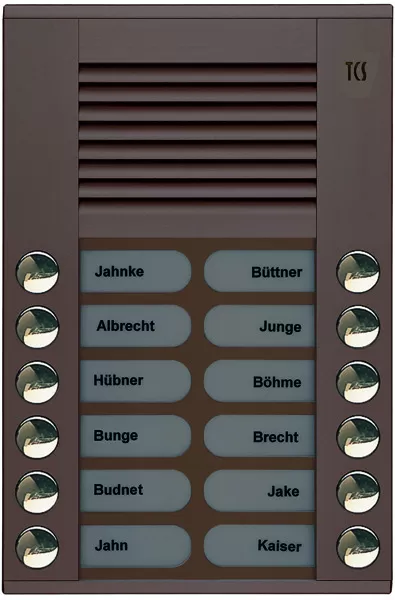 TCS Audio Außenstation Serie PES 12 Klingeltasten (rechts-/ linksbündig), AP bronze PES12-EB/04