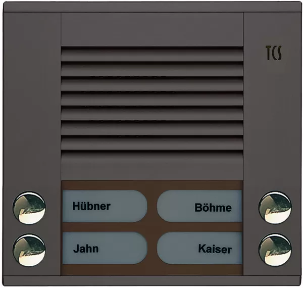 TCS Audio Außenstation Serie PES 4 Klingeltasten (rechts-/ linksbündig), AP bronze PES04-EB/04