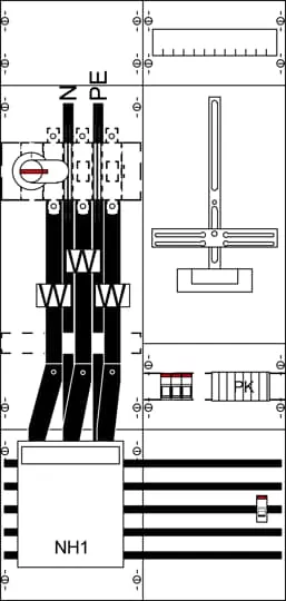 Striebel & John KA4276 Mess- und Wandlerfeld BH3 vorverdrahtet mit Zählerkreuz KA4276