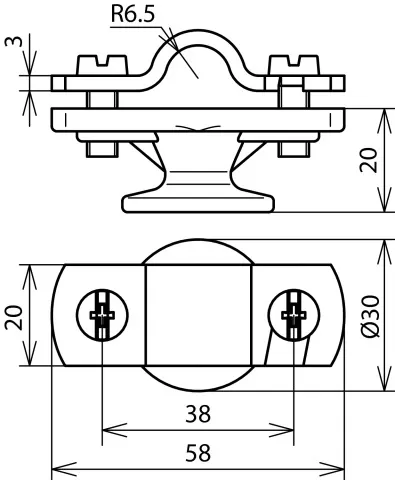 Dehn Leitungshalter mit Abdeckbund ZG für Rd 11-13mm St/tZn mit Innengewinde M8 275113