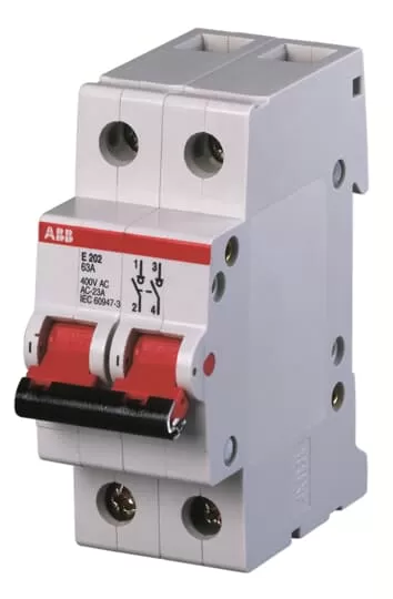 ABB E202/32R Trennschalter 2P,32A,Schaltgriff rot 2CDE282001R0032