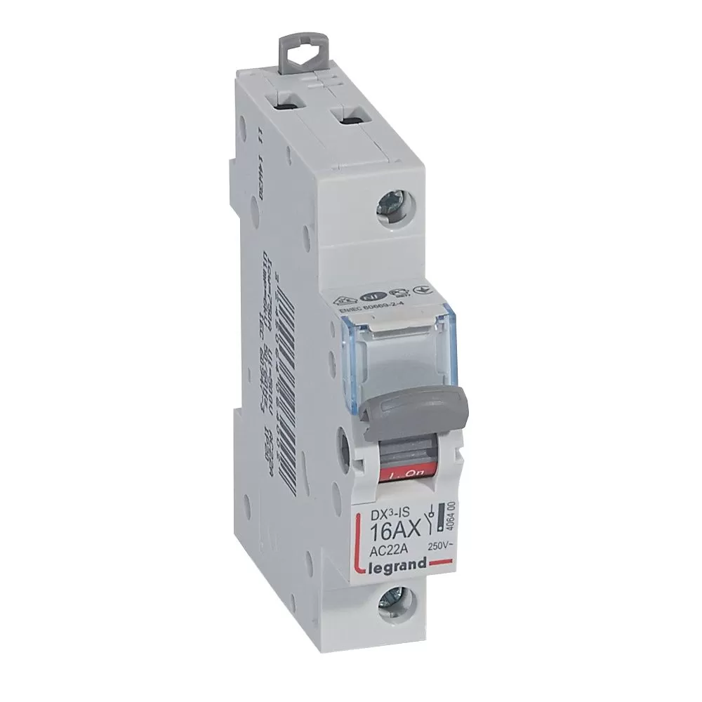 Legrand Lasttrennschalter DX3, 1-polig, 16A 250 VAC, Gebrauchskategorie AC-22A, 1TE 406400