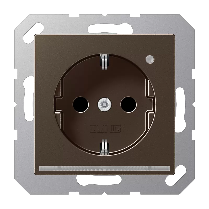 Jung SCHUKO® Steckdose mit LED-Orientierungslicht, 16 A 250 V ~, integrierter erhöhter Berührungsschutz, Thermoplast lackiert, Serie A, mokka A1520-OMOLNW