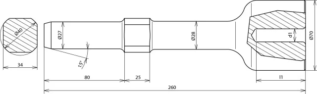 Dehn Hammereinsatz für Tiefenerder D20mm L260mm Schwere Ausführung Fabrikat Wacker Neuson 620009