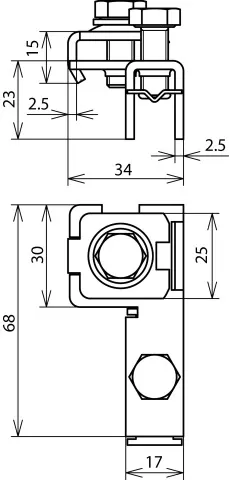 Dehn Spannkopf f. Endlos-Spannband 25x0,3mm m. Anschluss f. Rd 6-8/10 od. 4-50mm² 540110