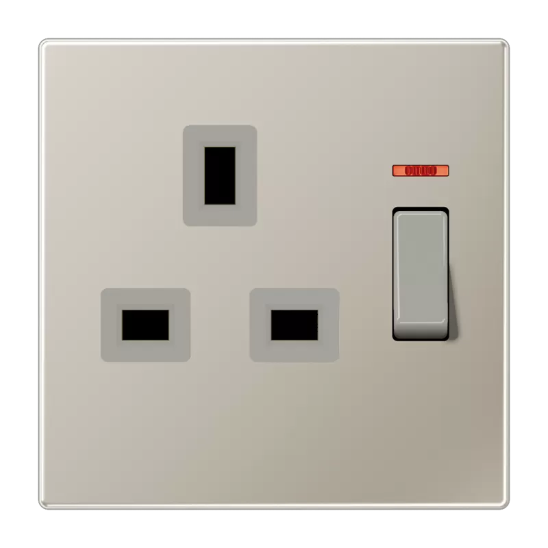 Jung Abschaltbare Steckdose mit Kontrollschalter British Standard, 13 A 250 V ~, Schraubklemmen BS 1363-1, 4 mm2, ohne Krallen, mit Funktionsanzeige, integ ES3171KO