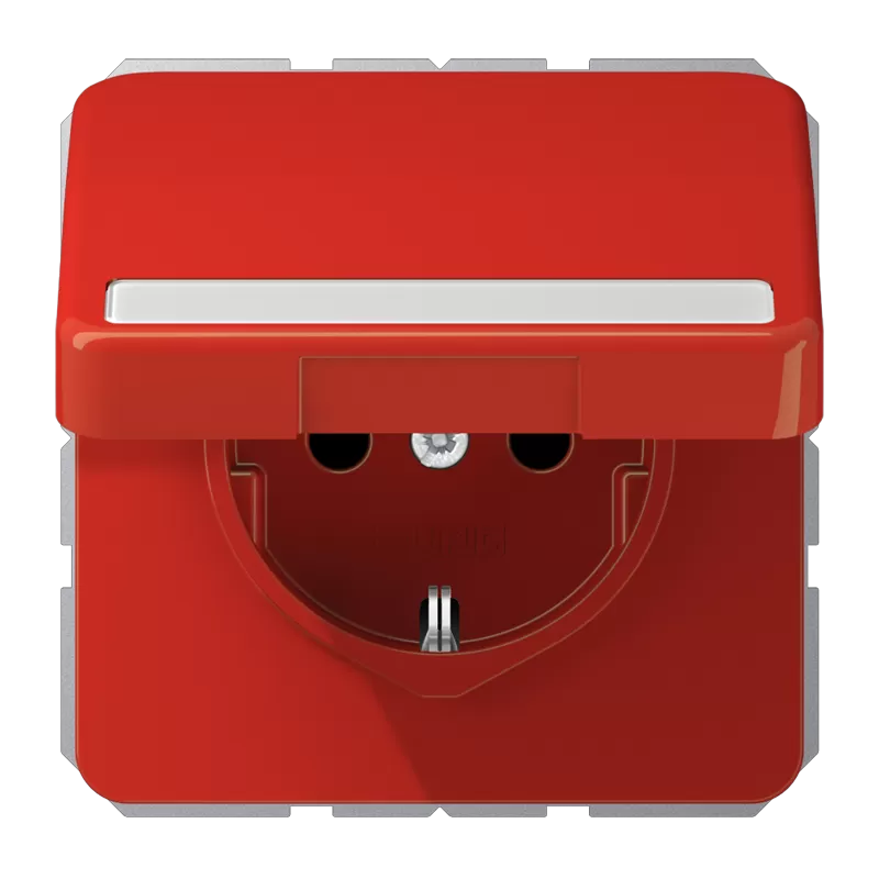 Jung SCHUKO Steckdose, 16 A 250 V ~, mit Schriftfeld, integrierter erhöhter Berührungsschutz, Klappdeckel, Thermoplast, Serie CD, rot CD1520BFNAKLRT