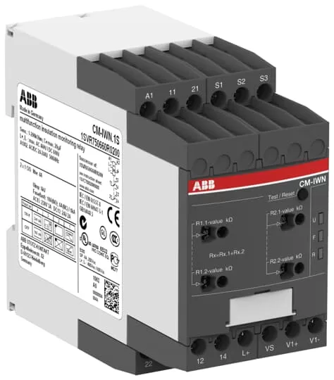 ABB CM-IWN.1P Isolationsüberwachungsrelais 2We, 1-100kOhm,2-200kOhm, 24-240VAC/DC 1SVR760660R0200