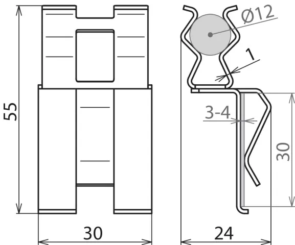 Dehn DEHNclip Bewehrungsklemme St/blank f. Rd 12mm / FL 30mm 308143