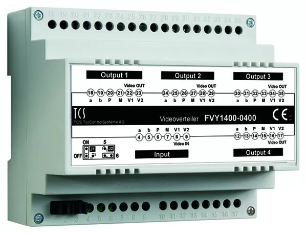 TCS Videosignalvertieler zum Aufsplitten von Videosträngen, 4-fach, Hutschiene 6 TE FVY1400-0400
