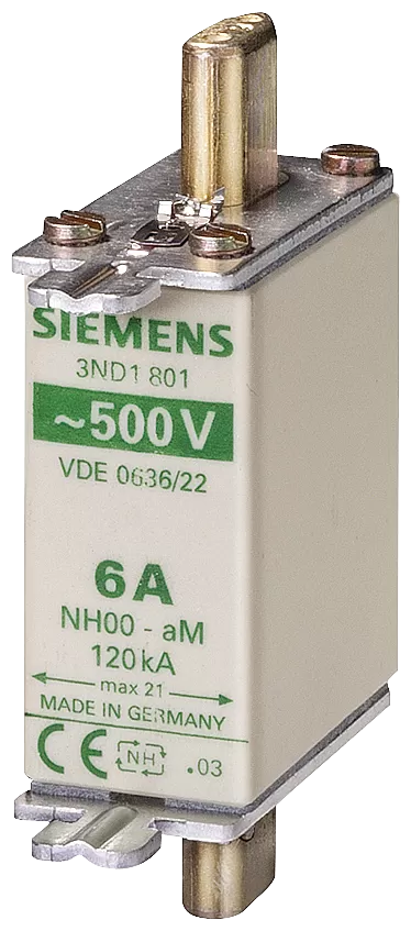 Siemens NH-Sicherungseinsatz, NH000, In: 80 A, aM, Un AC: 500 V, Stirnkennmelder 3ND1824