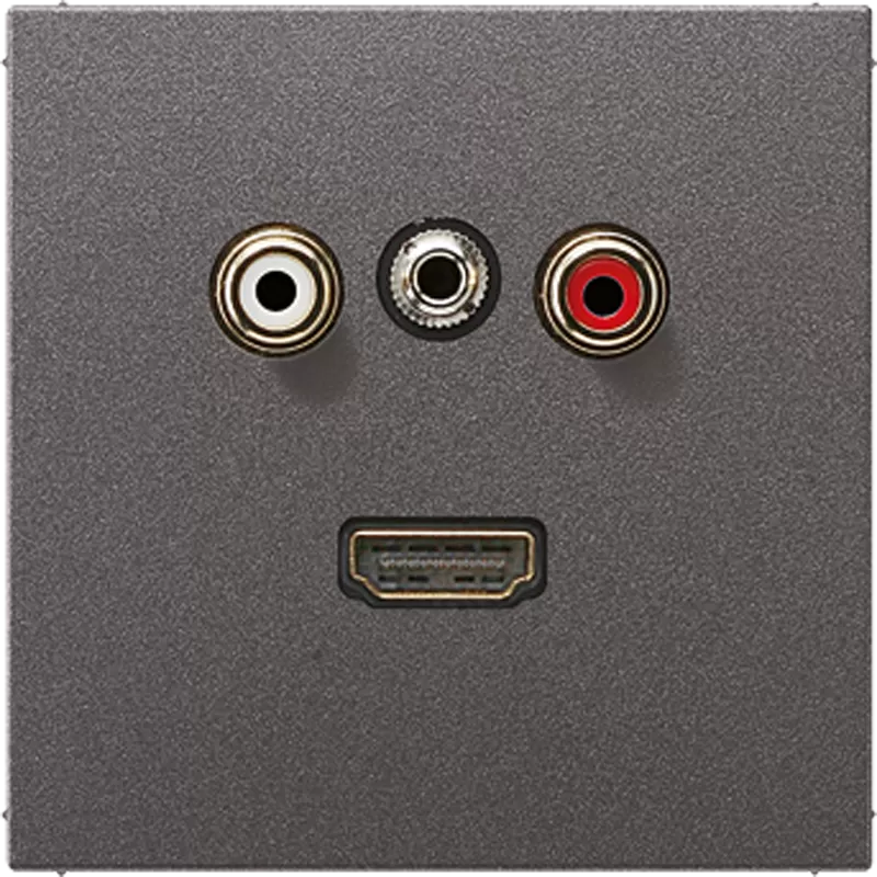 Jung Multimedia-Anschlusssystem Cinch Audio / Miniklinke 3,5 mm / HDMI, Serie LS, anthrazit (lackiertes Aluminium) MAAL1082AN
