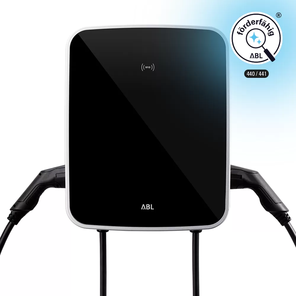 ABL Wallbox eMH3 eichrechtskonform, 2x 11kW, 2x Typ 2 Ladekabel, Extender,reev Basic 3W2254B
