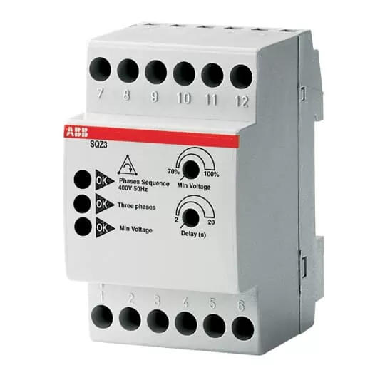 ABB SQZ3 Phasenfolgerelais, 400 V AC dreiphasig, 50/60 Hz, 1 Wechsler 2CSM111310R1331