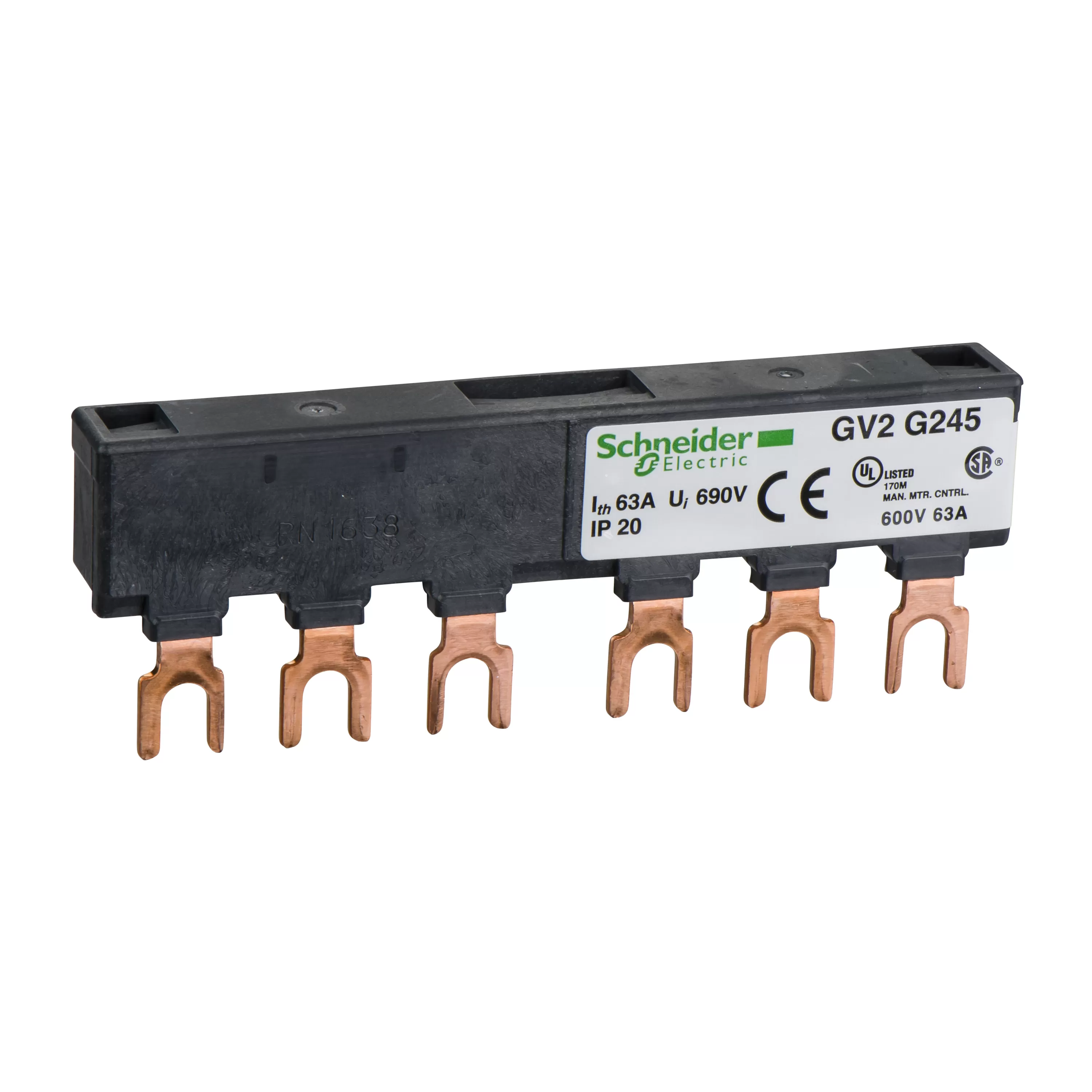Schneider Electric Drehstrom-Sammelschienensystem, 63A, 2Abgangsstellen, 45mm Abstand GV2G245