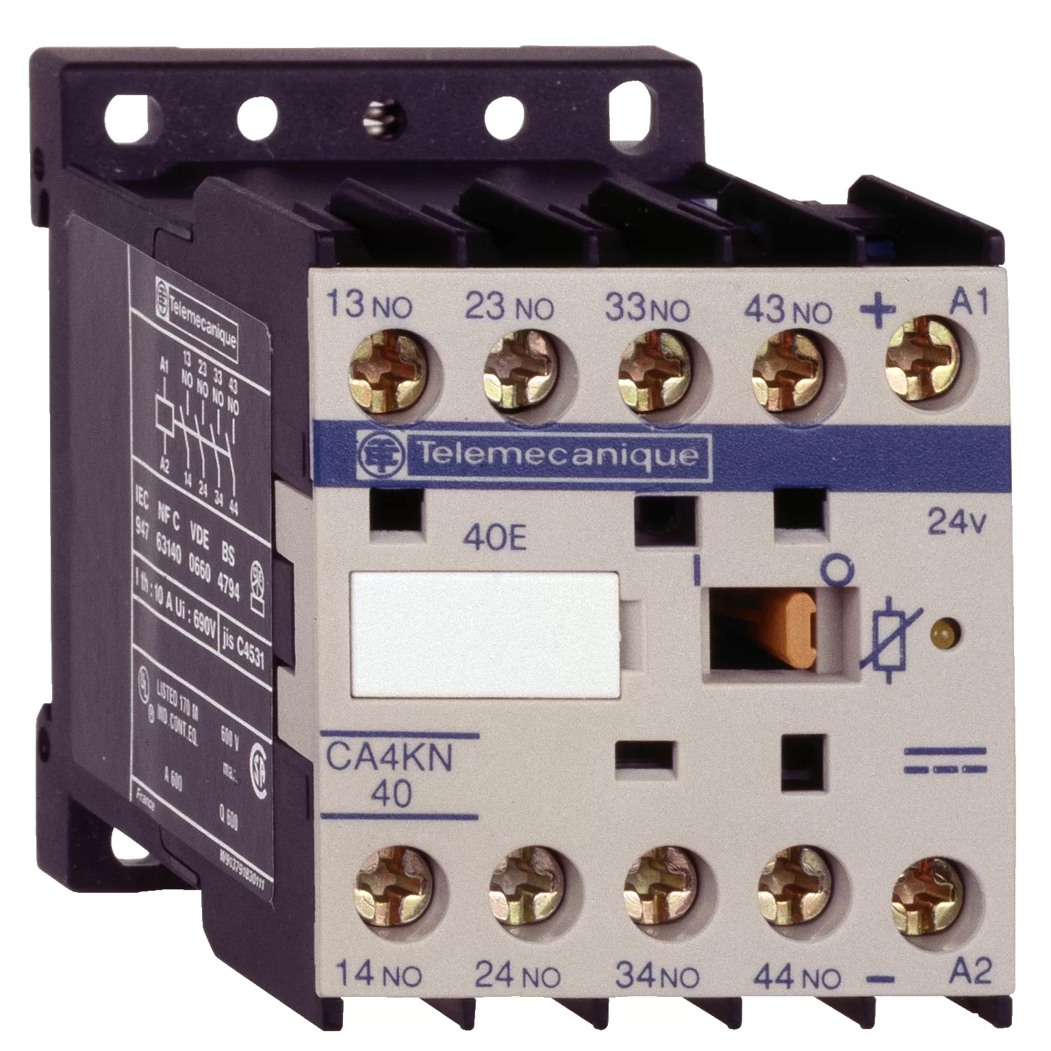 Schneider Electric Hilfsschütz, 3S+1Ö, 24V DC, 1,8W CA4KN31BW3