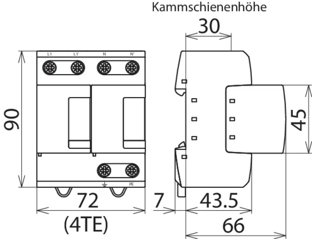 Dehn Kombiableiter Typ 1 + Typ 2 DEHNventil M für einphasige TN-Systeme 951200