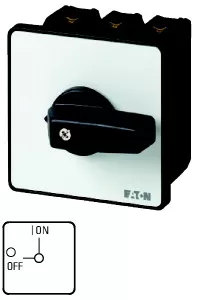 Eaton EIN-AUS-Schalter, P3, 63 A, Einbau, 3-polig + N, mit schwarzem Knebel und Frontschild 019894