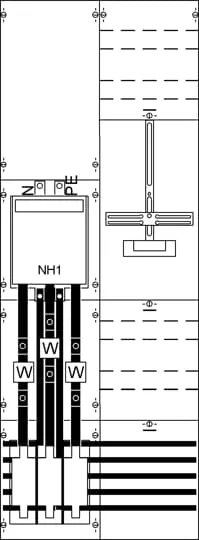 Striebel & John KA4245 Mess- und Wandlerfeld H5/B2 vorverdrahtet mit Zählerkreuz KA4245