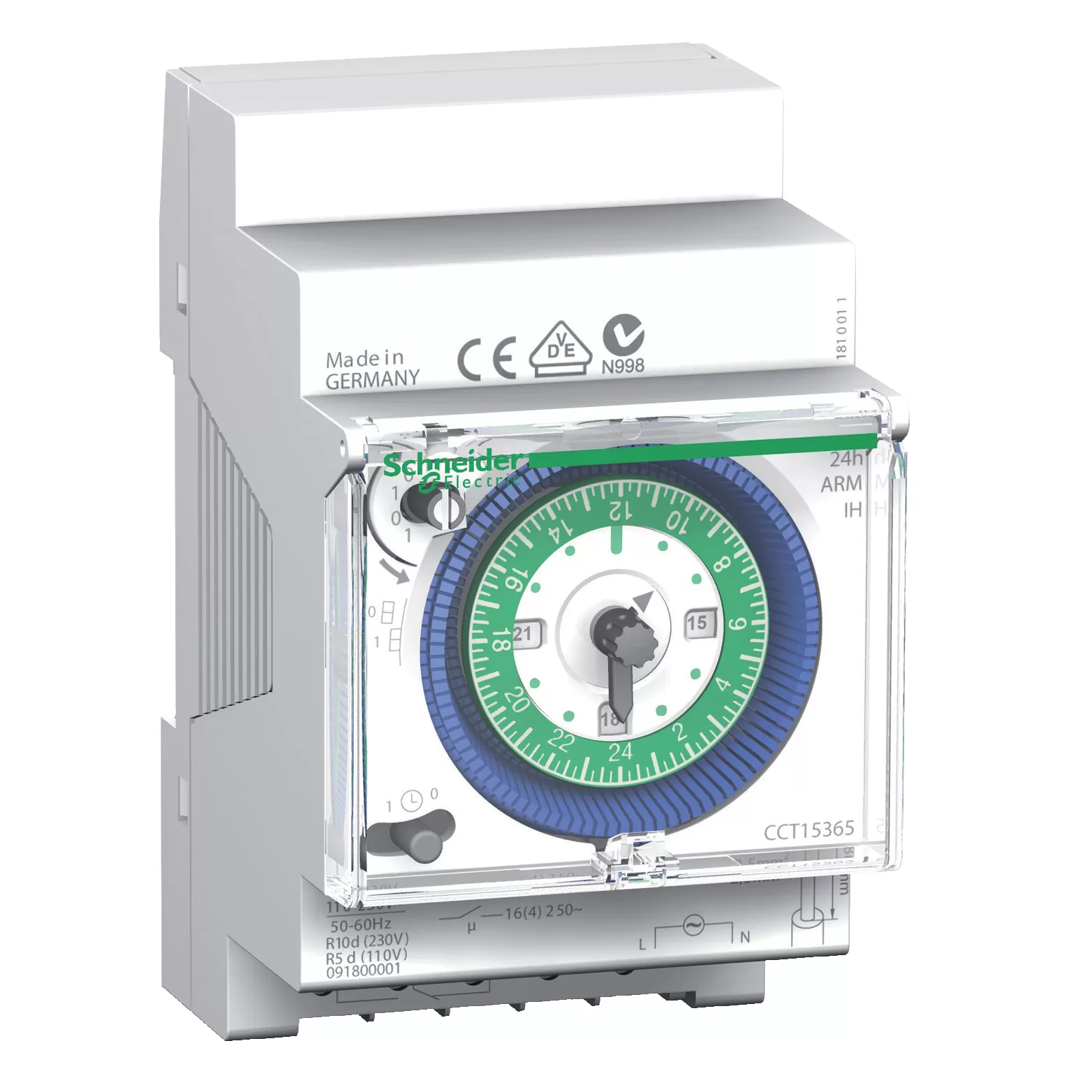 Schneider Electric Mechanische Zeitschaltuhr, IH 24h 1c ARM, 24 h, 200 Std. Speicher CCT15365