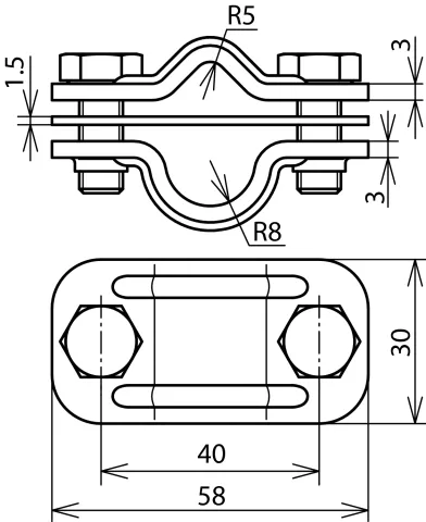 Dehn Zweimetall UNI-Trennklemme Cu-St/tZn f. Rd 8-10/16mm 460507