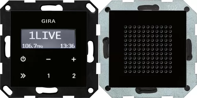 Gira UP-Radio RDS Lautsprecher System 55 Schwarzglasoptik 228005