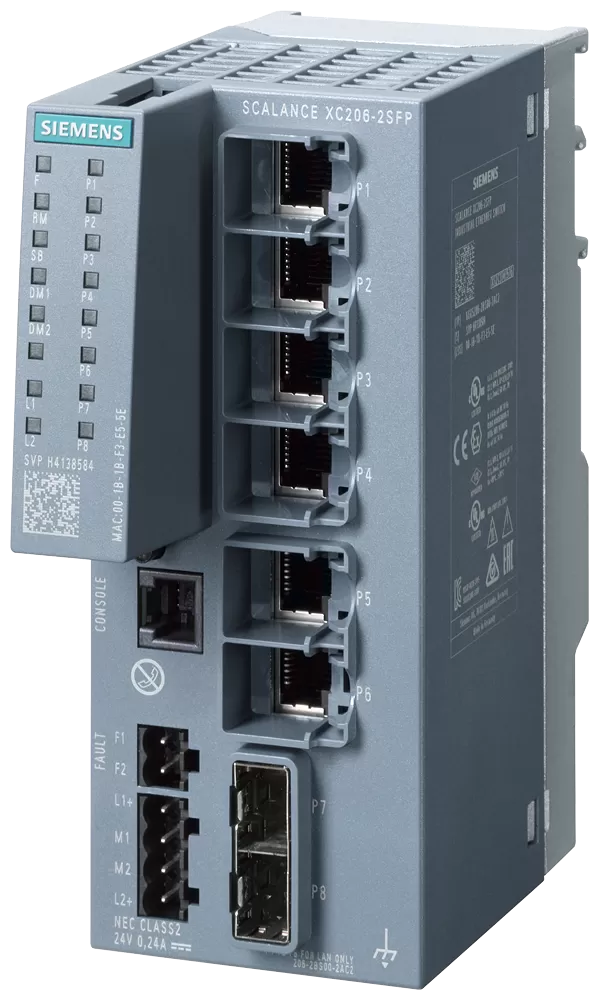 Siemens SCALANCE XC206-2SFP, managed Layer 2 Switch, 6x RJ45, 2x SFP 6GK52062BS002AC2