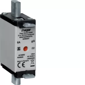 Hager NH-Sicherung NH000 gG 500V 6A Iso-Griffl LNH0006MK