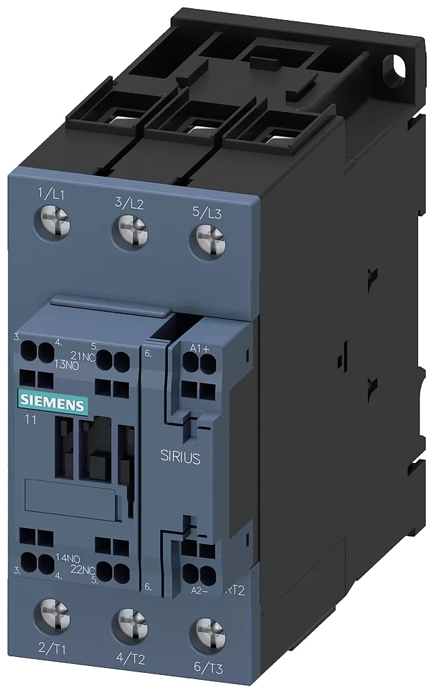 Siemens Schütz für Bahn, AC-3e, 22kW/400V, 1S+1Ö, DC 24V, 0,7-1,25*Us, 3-polig, S2 3RT20363XB400LA2