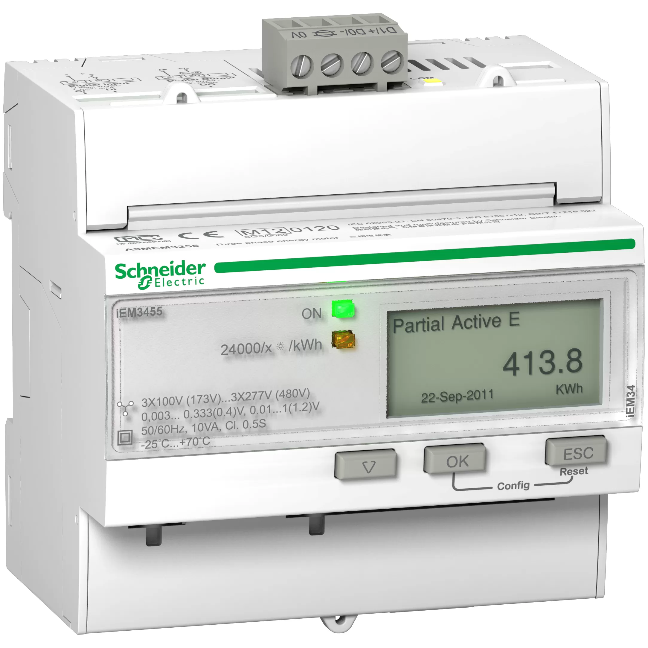 Schneider Electric IEM3555 Energiezähler, Modbus, 1 DI, 1 DO, Rogowski Wandler A9MEM3555