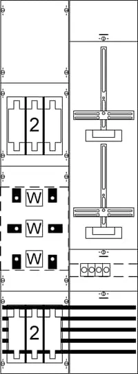 Striebel & John KA4205 Mess- und Wandlerfeld H5/B2 vorverdrahtet mit Zählerkreuz KA4205